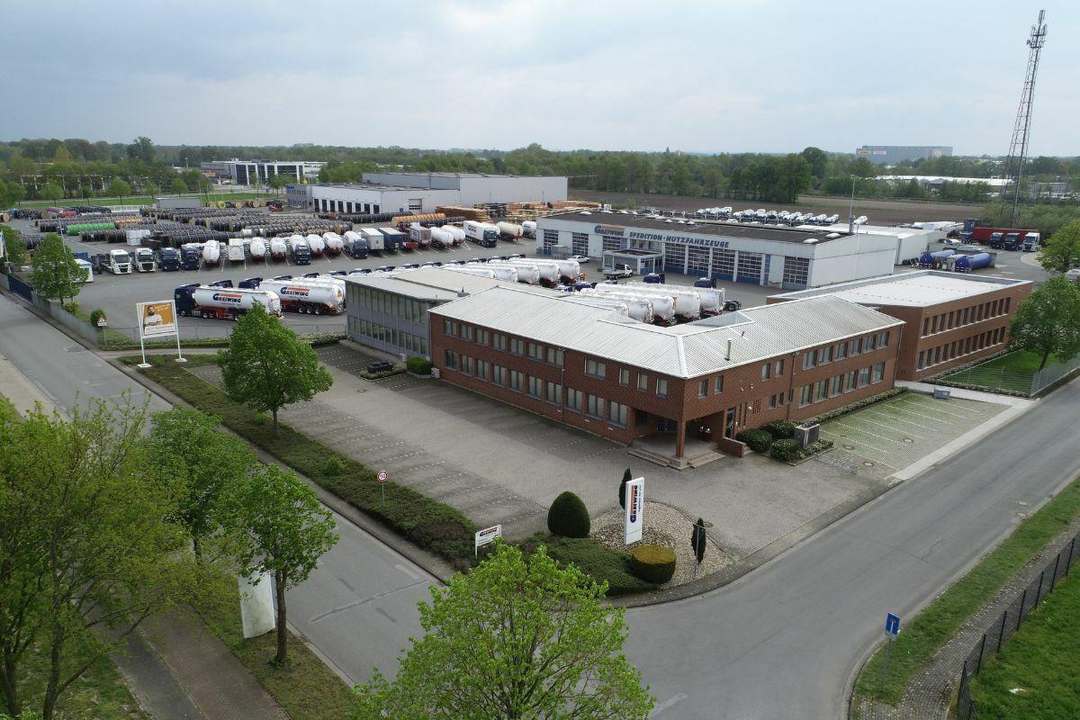 Drohnenaufnahme des Standortes Greven der GREIWING logistics for you GmbH