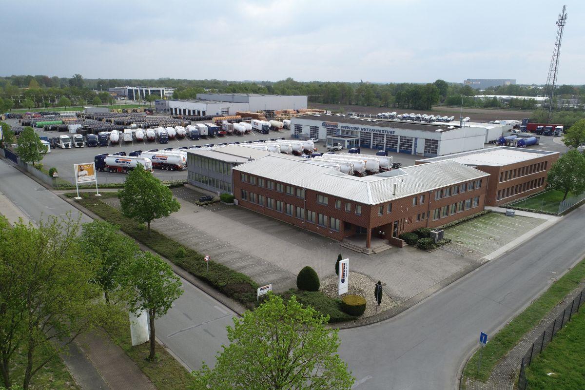 Drohnenaufnahme des Standortes Greven der GREIWING logistics for you GmbH