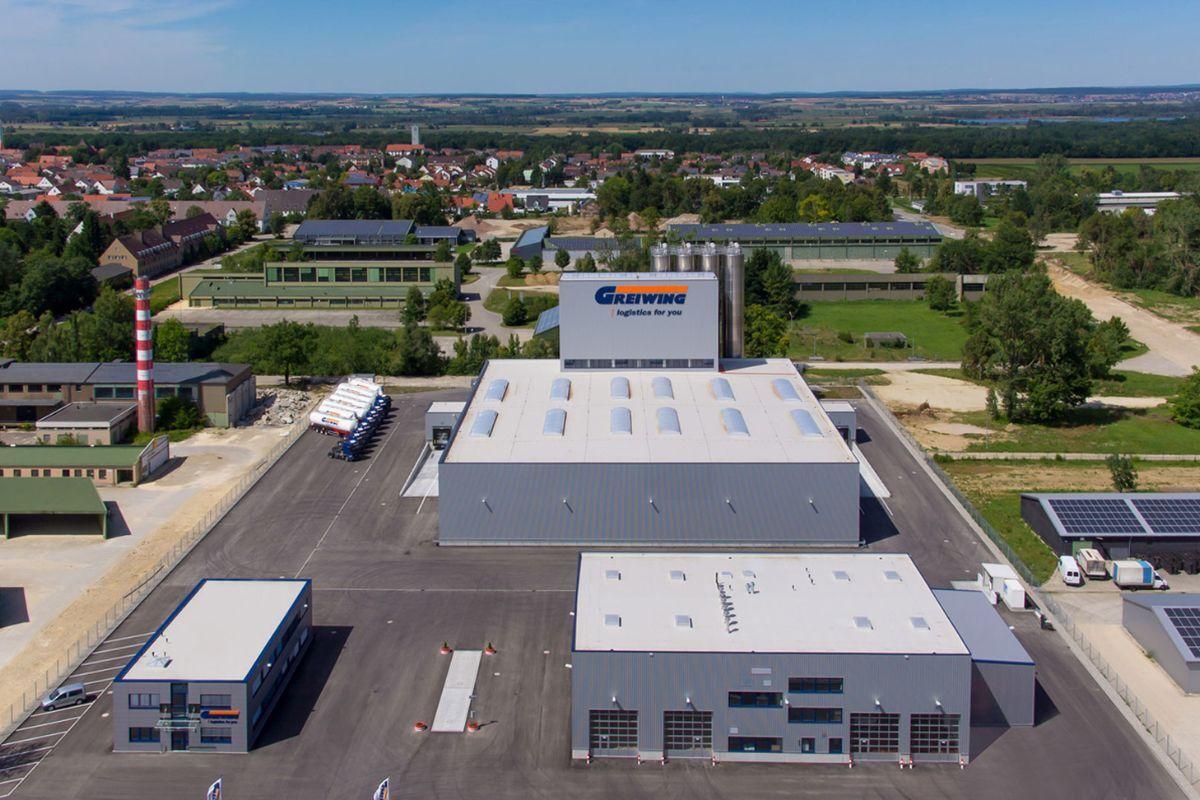 Drohnenaufnahme des Standortes Leipheim der GREIWING logistics for you GmbH
